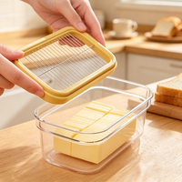Organisateur de cuisine : Beurrier en ABS avec coupe-beurre, trancheuse en acier inoxydable, boîte de rangement pour beurre, boîte de conservation pour fromage, boîte de rangement alimentaire