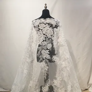 Avorio da sposa con paillettes tessuto di Tulle ricamo pizzo splendido tessuto di pizzo francese con perline per abiti da sposa