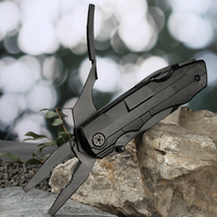 Pince multifonction pliable avec couteau de poche, lame semi-dentelée, ouvre-bouteille, coupe-ceinture, outil de survie extérieur EDC