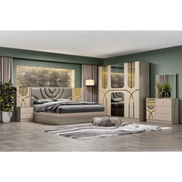 LEIZI Ensemble de chambre à coucher de luxe au minimalisme italien moderne, armoire, grand lit, matériau MDF, emballage amovible, meubles de maison