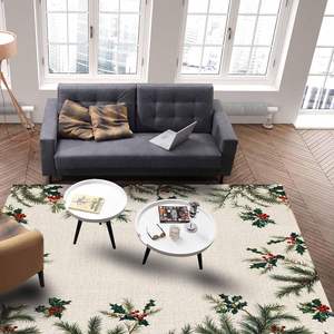 Alfombras de agujas de pino de Navidad invierno Navidad bayas botánicas alfombra antideslizante 3D pasillo para dormitorio sala de estar decoración del hogar Stock - Product Image 4