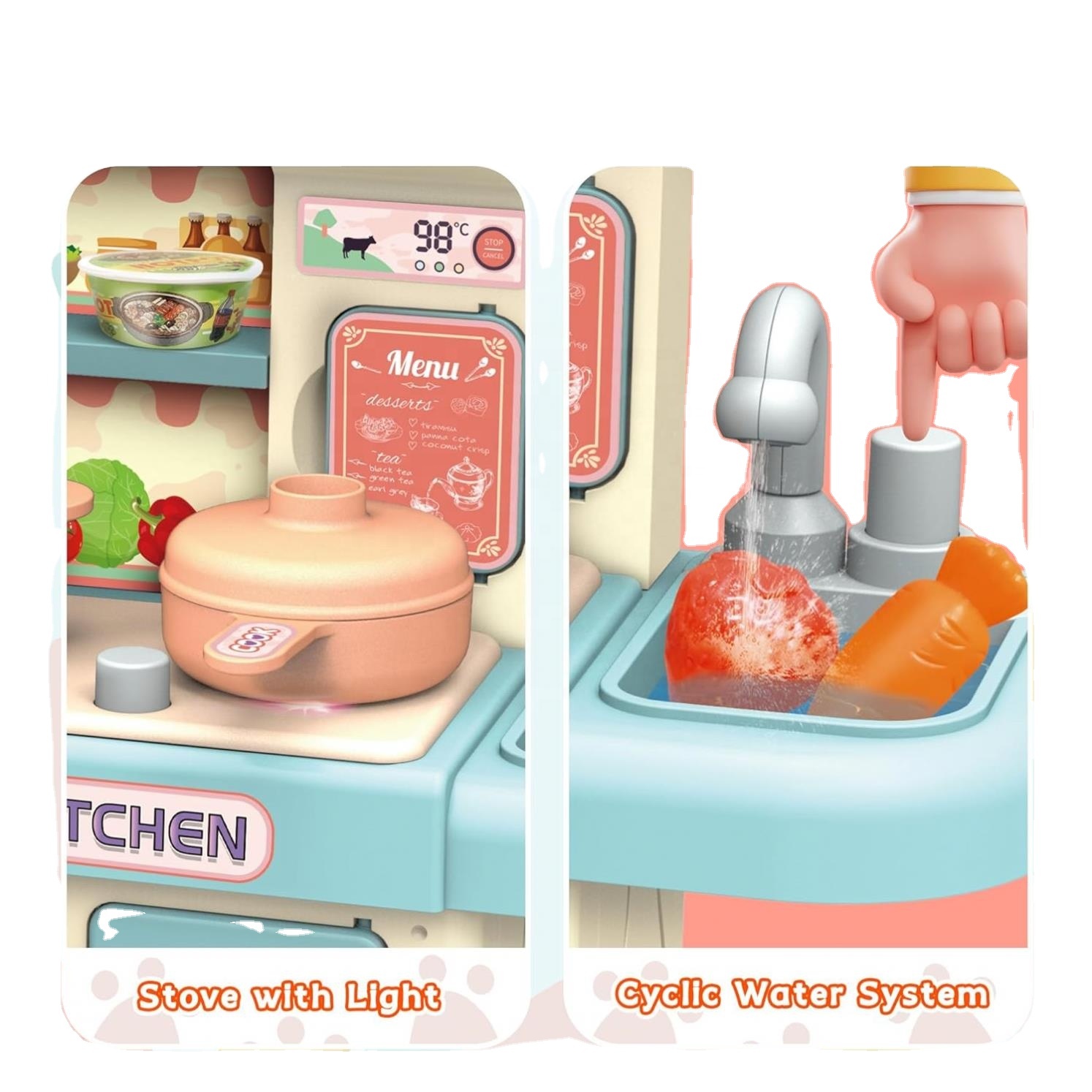 Игрушки для приготовления пищи со световым звуком, Популярные Детские Семейные притворные кулинарные спрей для девочек, мини-кухонные игрушки