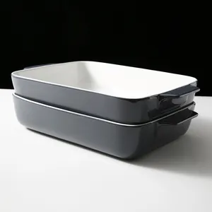 WEIYE Biểu Tượng Tùy Chỉnh Lò Món Ăn Bán Buôn Hình Chữ Nhật Bakeware Với Tay Cầm Nướng Món Ăn Đặt Gốm Baking Tray Non Stick