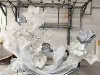 QZ032 Décoration de scène géante pour mariage, ailes d'ange, style futuriste, en organza, à installer