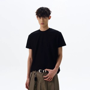 T-shirt uni à manches courtes pour homme – Style <span class=keywords><strong>simple</strong></span> et élégant, inspiré du vintage, basique, en pur coton, infroissable - Product Image 4