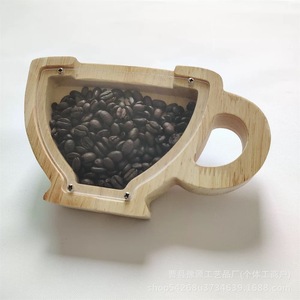 โถเก็บกาแฟไม้ดีไซน์สร้างสรรค์พร้อมหน้าต่างใสสำหรับเก็บเมล็ดกาแฟ ของตกแต่งบ้าน ของขวัญ - Product Image 2