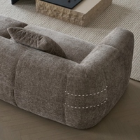 Stoffsofa im Designer-Stil, Vintage Weißes Sofa für kleine Wohneinheiten, Französisches Retro Braun-Cremefarbenes Villa-Sofa, Großes Flaches Stoffsofa