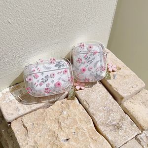 Pequeña flor rosa perla colgante caso <span class=keywords><strong>Airpods</strong></span> 4 para <span class=keywords><strong>Apple</strong></span> <span class=keywords><strong>AirPods</strong></span> Pro 2 flores mariposa auriculares casos corazón llavero - Product Image 2