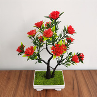 Arrangement floral artificiel de 50 roses en pot, moulées à la main en plastique, pour décoration intérieure/extérieure de bureau et de maison