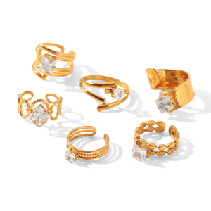 Bijoux é<span class=keywords><strong>l</strong></span>égants et tendance H&C, bagues en zircon blanc plaqué or 18 carats, acier inoxydable anti-ternissement, cadeau pour les vacances ou un anniversaire - Product Image 1
