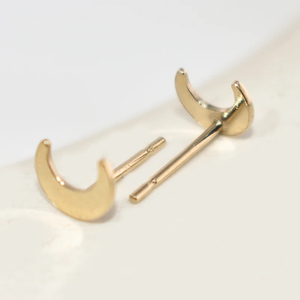 Orecchini a bottone in oro 14K con orecchini a forma di <span class=keywords><strong>luna</strong></span> a forma di mezzaluna delinate borchie orecchini Boho popolari Mini orecchini da donna - Product Image 4