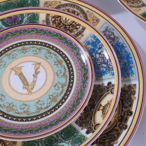 Family Luxury Western Bone China Porcelain <b>Dinnerware</b> Set with Plate Bowl European Color - Product Image 4