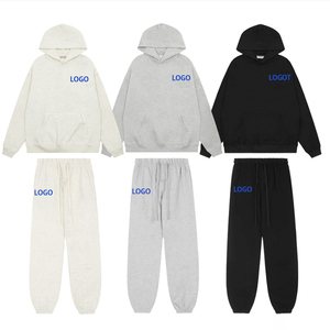 Wholesale Custom Heavyweight Cotton Women Two Piece <b>Set</b> Oversized Blank Hoodie and Sweatpants <b>Set</b> Unisex Streetwear Tracksuit - Product Image 1