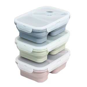 350ML Square Silicone Microwavable Collapsible <b>Lunch</b> <b>Box</b> with Freshness Preservation & Portable Design for Food Storage - Product Image 1