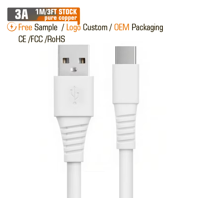 3A Fast Custom USB C Cable Type C Pure Copper Charging Data Cord PVC Molding Mobile Phone Charger Lead OEM ODM