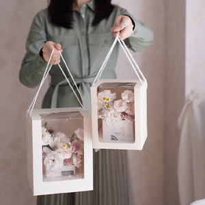 3pcs flower gift box transparent window square portable flower gift boxx