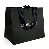 Sacs en papier noir de luxe pour cadeaux, emballages de vêtements, sacs de shopping européens biodégradables et recyclables pour les petites entreprises