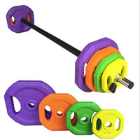 Barre de musculation personnalisée avec logo couleur, poids de 20 kg, disques de 5/2,5/1,25 kg, accessoires de gym unisexes, poids libres