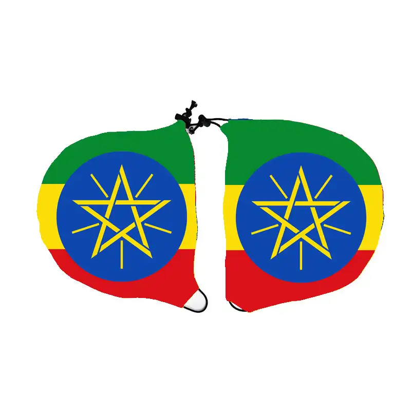 Растягивающийся полиэфирный чехол для автомобильного зеркала с национальным флагом Эфиопии премиум-класса, французский флаг для автомобиля