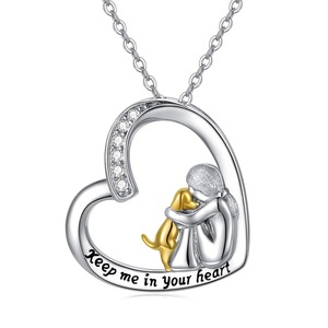 Collares con Colgante <span class=keywords><strong>de</strong></span> Plata <span class=keywords><strong>de</strong></span> Ley 925 al <span class=keywords><strong>por</strong></span> Mayor, con Letras 'I Love You Forever', para Niñas y Perros, Joyería Conmemorativa - Product Image 1