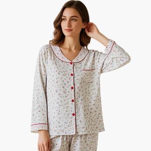 Ropa de Dormir Personalizada para Mujer, Pijamas de Algodón de Longitud Completa, Conjuntos de Pijamas de Invierno para Mujer, Ropa de Estar de Bambú, Conjuntos para Mujer - Product Image 1