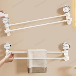 Blue Vine Toallero de succión de pared plegable, 5.5Cm 10.5Cm 11.5Cm, estante de almacenamiento para baño con barra simple o doble - Product Image 2