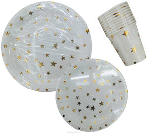 Service de table en papier, assiettes à dessert, gobelets jetables, articles de fête, fête étoilée, <span class=keywords><strong>anniversaire</strong></span> d'enfant, transport, Kaile, <span class=keywords><strong>adulte</strong></span>, or - Product Image 2