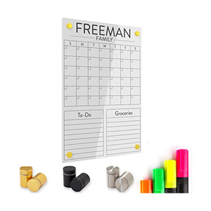 Calendrier magnétique en acrylique pour réfrigérateur, réutilisable, personnalisé, tableau effaçable à sec transparent - Product Image 1