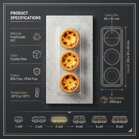 Boîte d'emballage alimentaire en PET de qualité alimentaire pour tartelettes aux œufs, boîte d'emballage jetable en blister avec cavités, boîte d'emballage alimentaire empilable