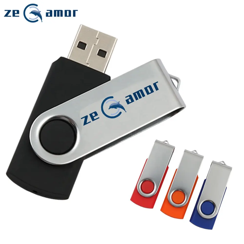Zeamor-unidad de memoria giratoria con Logo personalizado, Chip de memoria Flash USB para regalos de promoción, 2,0, 3,0 unidades, muestra gratis