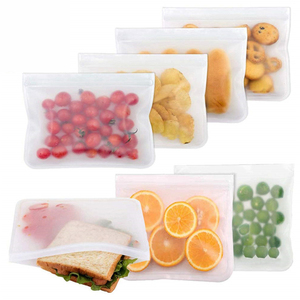 Sacs de conservation alimentaire en silicone PEVA écologiques réutilisables personnalisables - Product Image 1