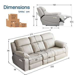 Großhandel Power-Relaxsofa aus PU-Leder, Modulares Wohnzimmermöbel-Set mit 3 Sitzen, USB-Anschlüssen und Elektrischer Relaxfunktion - Product Image 6