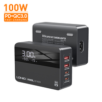 Chargeur mural USB C LDNIO A4809C 100W pour ordinateur portable, smartphone, adaptateur de chargeur de téléphone portable, adaptateurs de type C PD à charge rapide