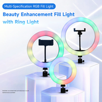 Prix Usine de Gros Lampe Annulaire LED Photographique Arc-en-Ciel RGB Dimmable pour Streaming en Direct et Maquillage, Tailles 8 10 12 14 18 Pouces