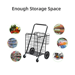 निर्माता रोलिंग तह संभाल फिसलने के साथ ट्राली शॉपिंग कार्ट शॉपिंग ट्रॉली टोकरी - Product Image 4