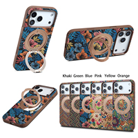 Étui de téléphone magnétique rotatif avec motif hibiscus tropical en liège, compatible avec les séries Apple 18/17/16/15/14