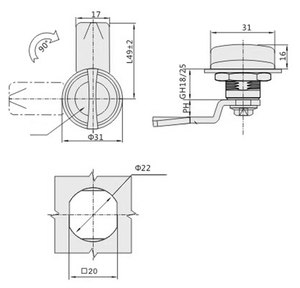 Loquet à came à rotation de 90° à réinitialisation automatique <span class=keywords><strong>FS2024</strong></span> MS715-2 sans clé pour porte d'armoire électronique - Product Image 6
