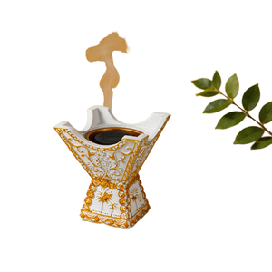 Mini Quemadores de Incienso Árabes Tradicionales de Resina, Intrincado Motivo de Palma con Filigrana Dorada, Arte Aromático, Cultura Árabe India, Decoración del Hogar - Product Image 1