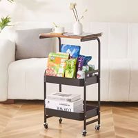 Chariot de rangement métallique moderne à 3 niveaux avec roulettes, multifonctionnel et écologique, pour usage domestique - Vente en gros