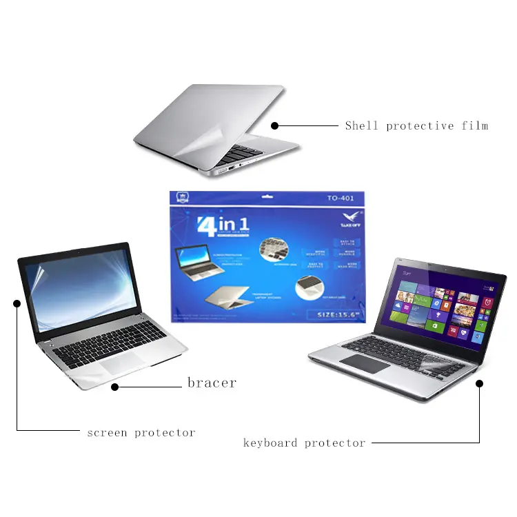4in1 Laptop Skin Pack combination-Shell protective film /screen /keyboard /wrist rest