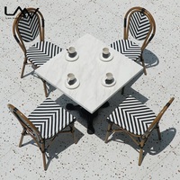 Ensemble de meubles de jardin en rotin pour terrasse, table et chaises de bistrot en rotin