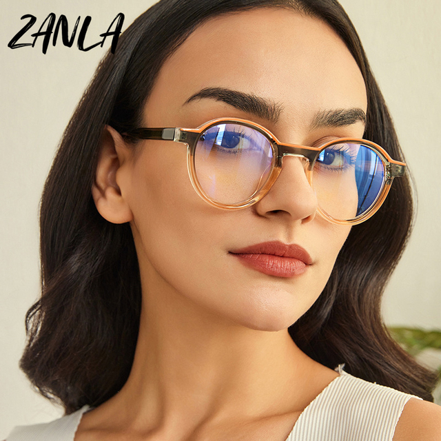 Colorful Vintage Anti Blue Light Glasses 2024 Fashion Spring Hinge Prescription Spectacles Round Optical Transparent Eyeglasses
