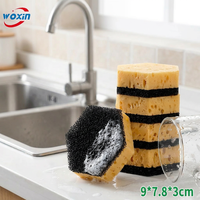 Éponge de nettoyage de cuisine Woxin, éponge hexagonale double face, éponge à récurer en cellulose composée, éponge de nettoyage de cuisine à cellules ouvertes