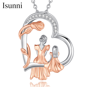 Joyería fina Collar con colgante en forma de corazón de <span class=keywords><strong>madre</strong></span> <span class=keywords><strong>e</strong></span> <span class=keywords><strong>hija</strong></span> de Plata de Ley 925 para el feliz Día de la <span class=keywords><strong>madre</strong></span> - Product Image 1