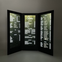 Carte de menu LED illuminée à 3 pages, couverture de menu tri-pliée avec lumière LED pour les menus de vins, les menus de boissons