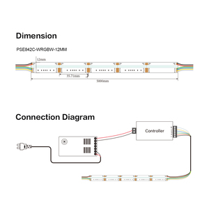Tira LED COB WRGBW de Ultra Alta Densidad PERFECT, 840 LED, DC24V, 21W, 5 en 1, Blanco y Color Ajustables, 12mm de Ancho, IP20 - Product Image 5
