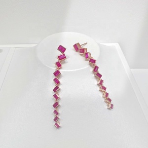 custom plata 925 sterling <b>silver</b> rainbow color <b>earring</b> fine jewelry luxury gemstone sapphire wedding party zircon <b>long</b> <b>earrings</b> - Product Image 2