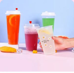 Gobelet en plastique transparent givré jetable et écologique, bon marché, pour bubble tea, café, en PP, avec couvercle, pour boissons glacées et crèmes. - Product Image 4
