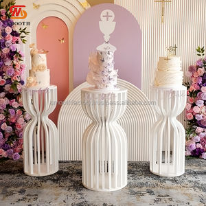 Support à gâteau de mariage blanc à ondulations détachables, nouveau design lisse, pour la décoration de fête de mariage - Product Image 1
