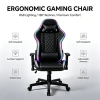 Chaise de jeu de course T-selling, chaise de jeu de luxe pour joueur avec fonction de massage et éclairage RGB